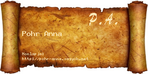Pohr Anna névjegykártya